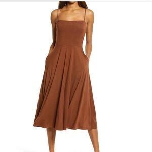 Reformation Marianna Sleeveless Dress Size M Tencel Blend Stretch In Chestnut